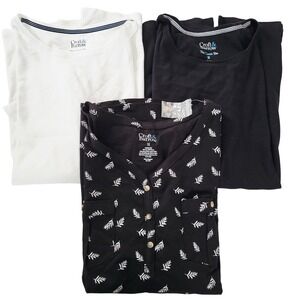 Croft & Barrow Womens Size 1X Bundle 3 Tops Black White Leaf Print Classic‎ Tee